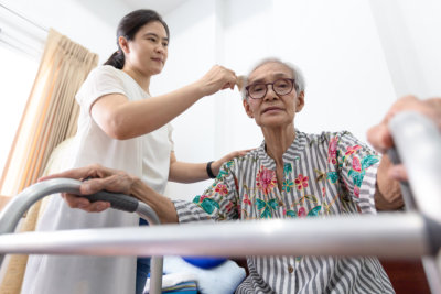 caregiver help's the old woman