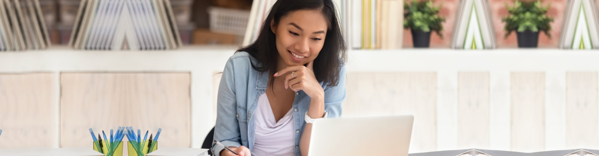 a woman on a laptop